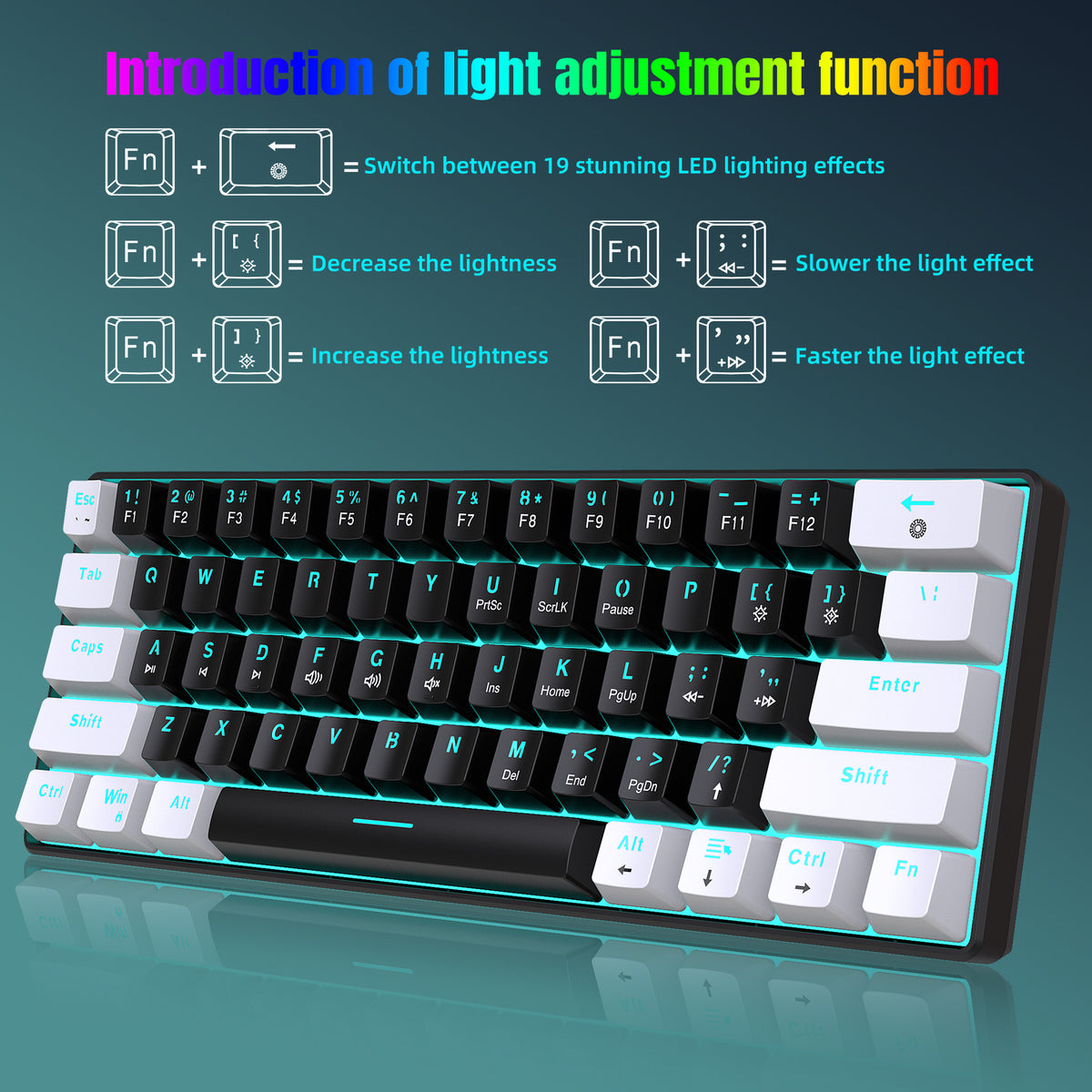 61 key mechanical keyboard with backlight