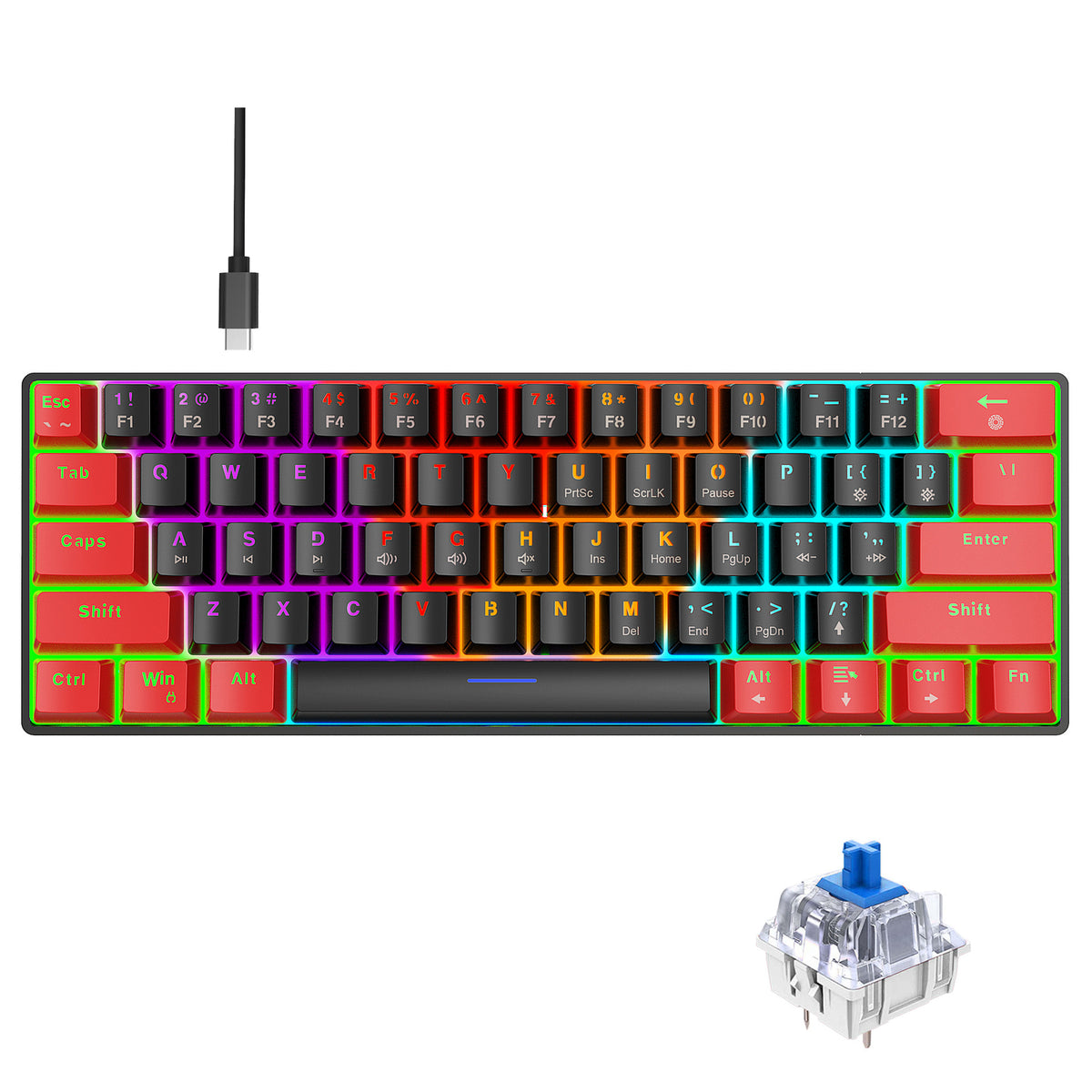 61 key mechanical keyboard with backlight
