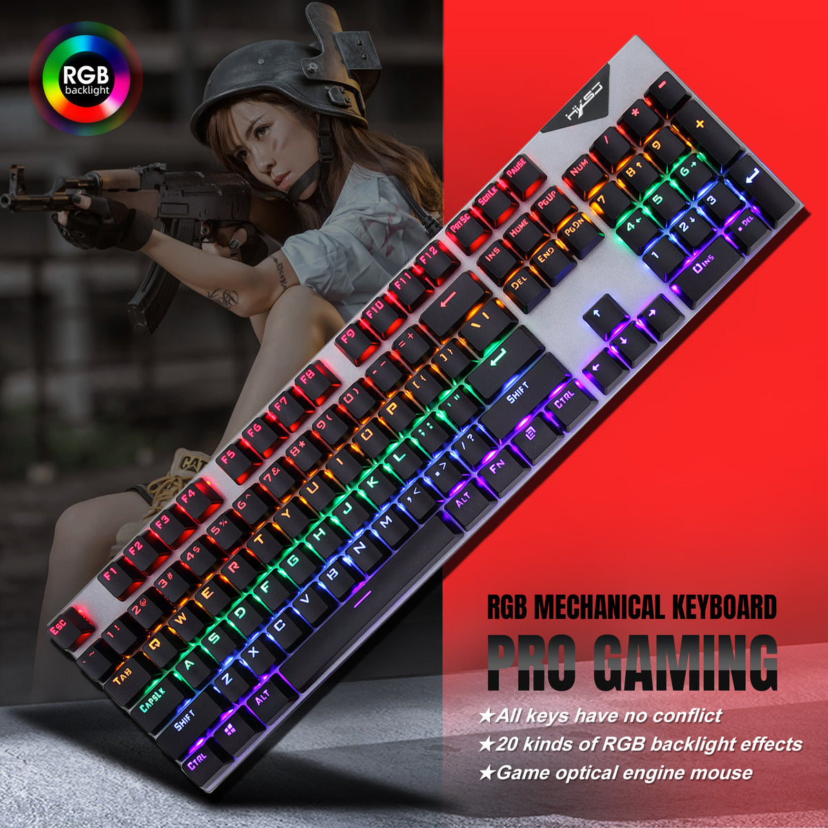 RGB backlit gaming keyboard and mouse set