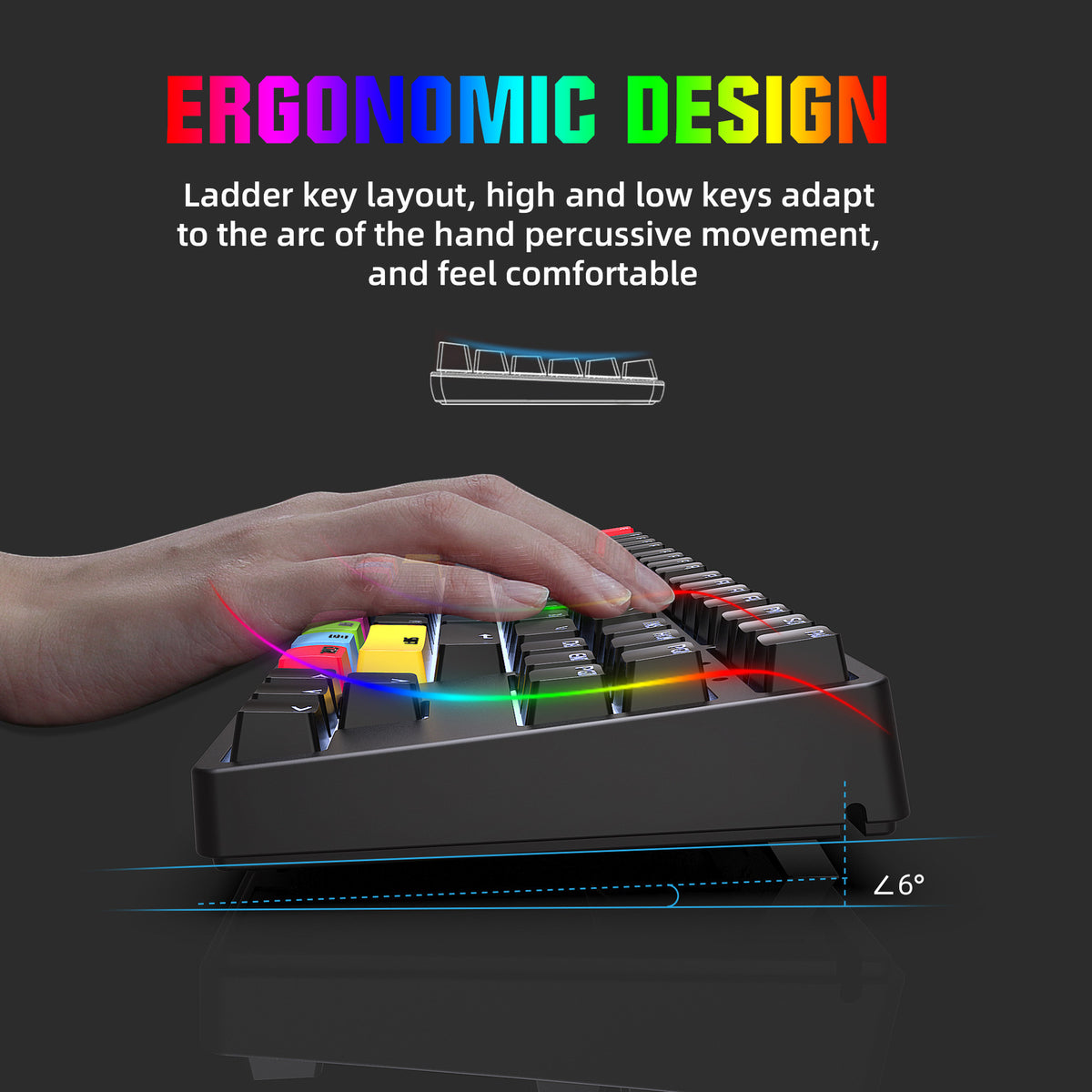 wired mechanical gaming keyboard with red axis