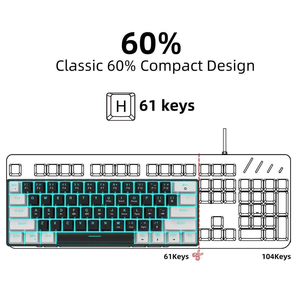 61 key mechanical keyboard with backlight