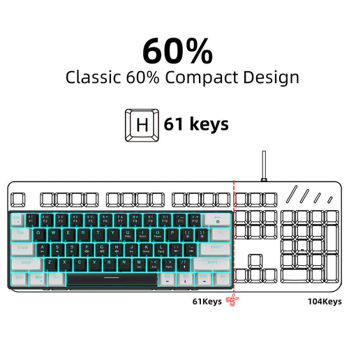 61 key mechanical keyboard with backlight