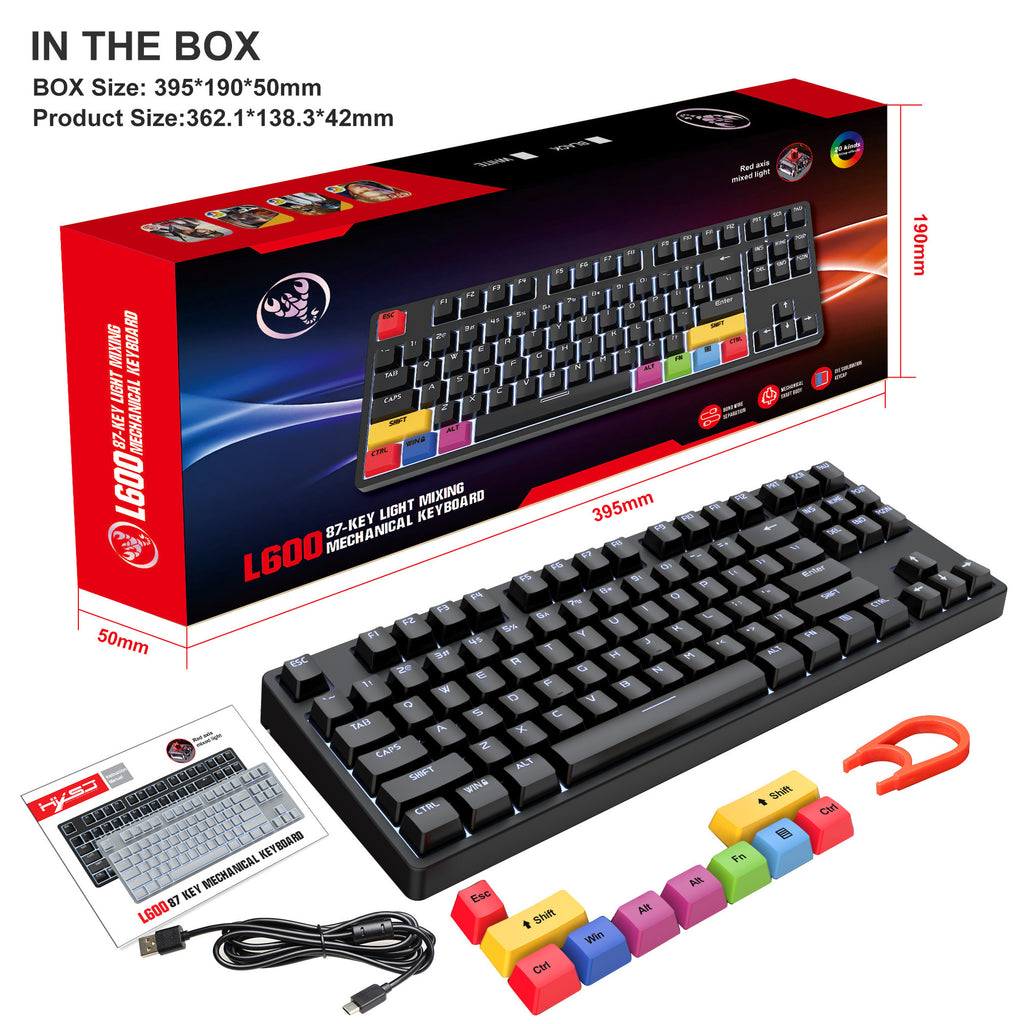 wired mechanical gaming keyboard with red axis