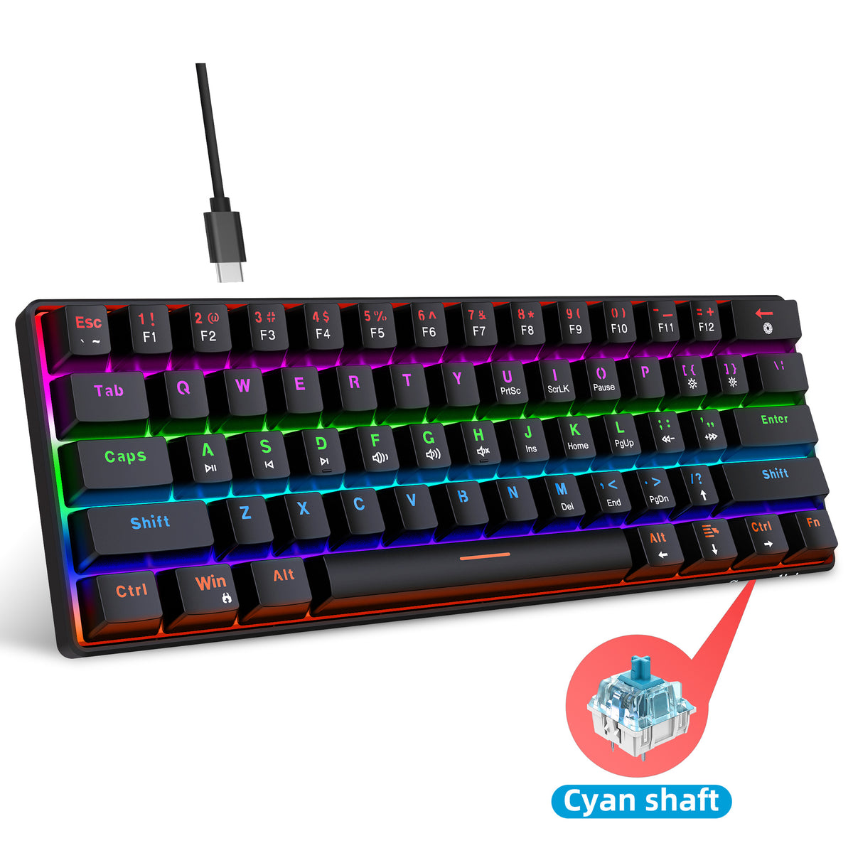 61 key mechanical keyboard with backlight