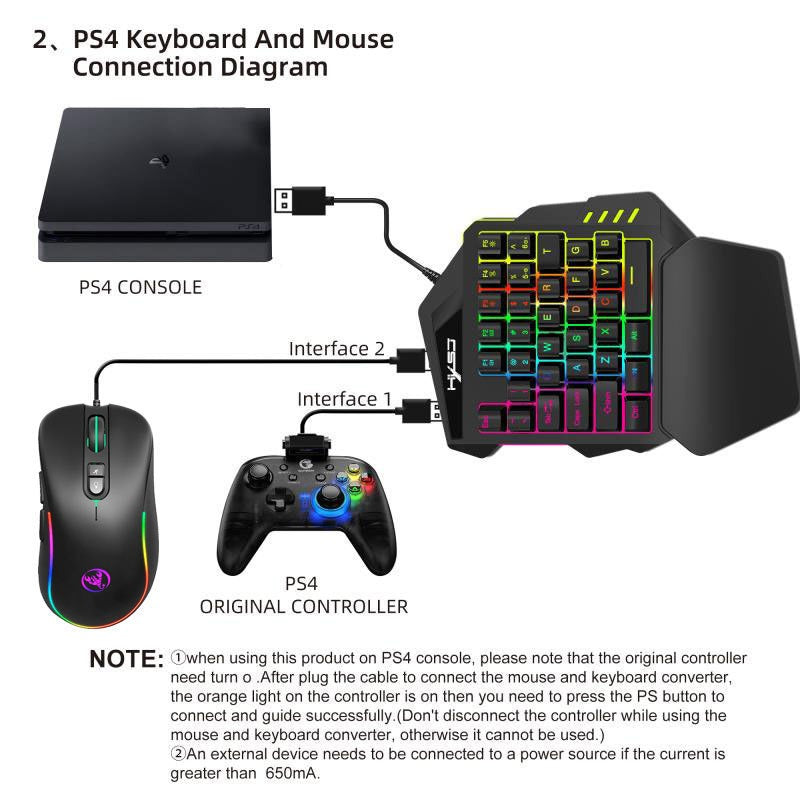 RGB one handed gaming keyboard PS3 PS4